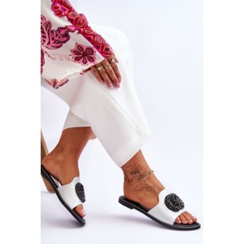 Ženske ravne papuče s ornamentima S.Barski KV-520-3 Srebro 2