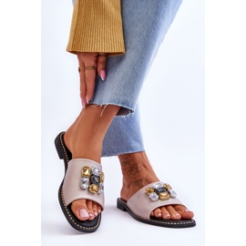 Ženske papuče s kamenčićima S.Barski KV-2775-31 Gole bež 2