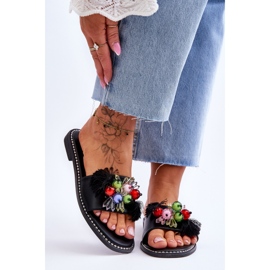 S.Barski Papuče s ukrasnim perlama KV-2775-47 crne crna 1