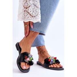 S.Barski Papuče s ukrasnim perlama KV-2775-47 crne crno 2