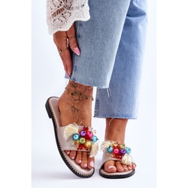 Papuče s ukrasnim perlicama S.Barski KV-2775-47 Akt bež 1