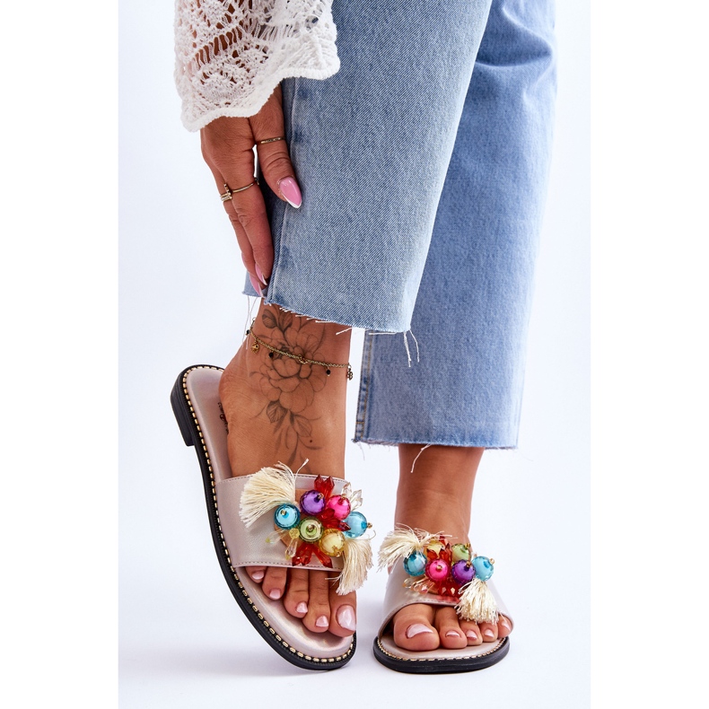 Papuče s ukrasnim perlicama S.Barski KV-2775-47 Akt bež 1