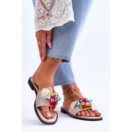 Papuče s ukrasnim perlicama S.Barski KV-2775-47 Akt bež 2