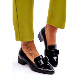 Vinceza Moderne lakirane kožne cipele s ukrasnom mašnom Shira crne crno 3