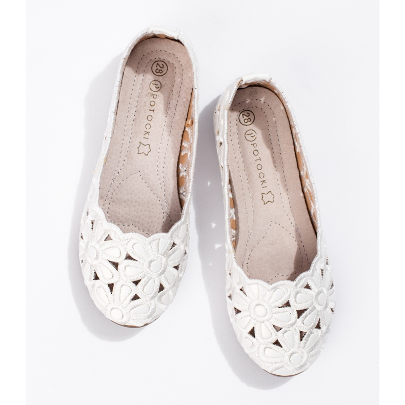 W. Potocki Potocki bijele ažur balerinke za djevojčice bijela 1