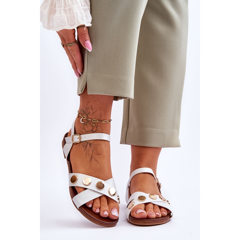 Ravne sandale S.Barski KV-5541-35 Bijela i srebrna 1