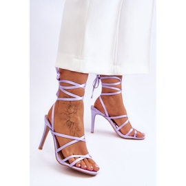 Ženske vezane sandale na visoku petu ljubičaste boje Meya ljubičasta 2
