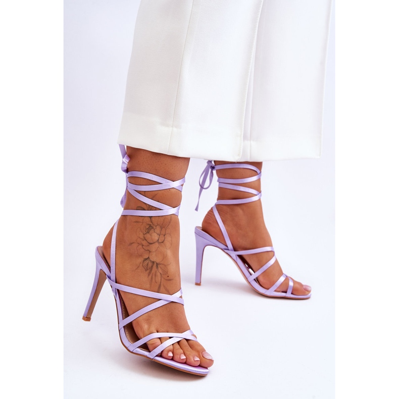 Ženske vezane sandale na visoku petu ljubičaste boje Meya ljubičasta 2