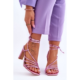 Modne vezane ružičaste Tessoro sandale na visoku petu ružičasta 1