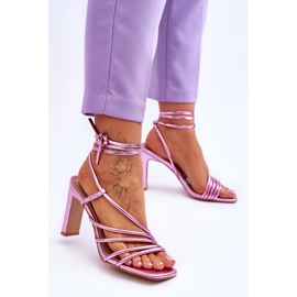 Modne vezane ružičaste Tessoro sandale na visoku petu ružičasta 2