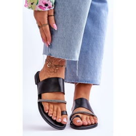 Ženske japanke s ukrasnim remenom Black Sublime crno 1