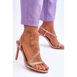 Elegantne gole gole sandale na visoku petu Colima bež 2