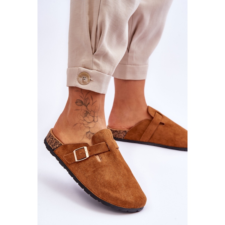 Camel Vellma Suede Cork papuče s platformom smeđa 2