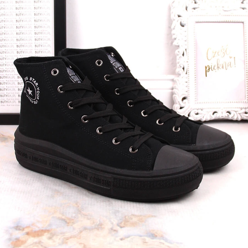 Ženske gležnjače na platformu crne Big Star LL274A182 crna 2