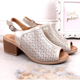 Bež/zlatne Filippo ažur kožne sandale DS4475 zlatna 1