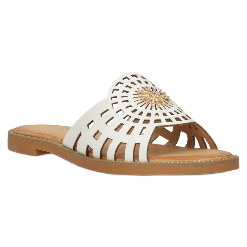 Modne ženske ažur japanke s cirkonima Filippo DK4621/23 WH bijela 6