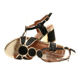 Evento Ženske sandale s ukrasnim gornjim dijelom 23SD35-5575 crno i zlato crna 5