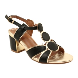 Evento Ženske sandale s ukrasnim gornjim dijelom 23SD35-5575 crno i zlato crna 1