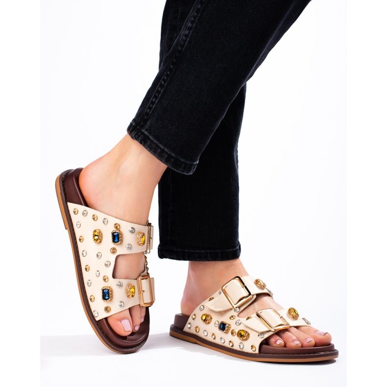 Seastar Moderne japanke s kristalima bež 2