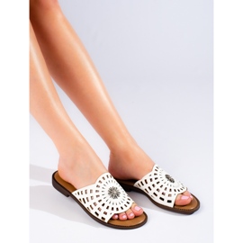 W. Potocki Ženske ažur bijele papuče Potocki bijela 1