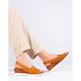 W. Potocki Ženske sandale na klin smeđe Potocki smeđa 1