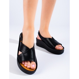 W. Potocki Ženske crne sandale na klin marke Potocki crno 1