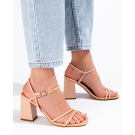 VINCEZA sandale na visoku petu bež 1