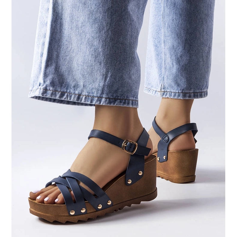 Mornarsko plave sandale na klin iz Audrica plava 1