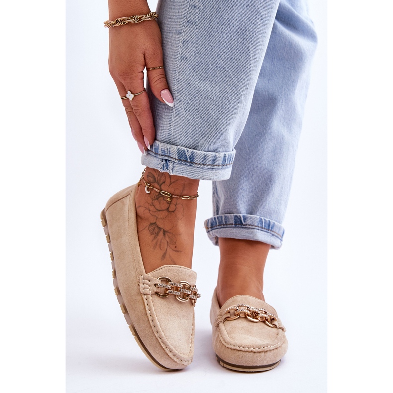 Ženske natikače od brušene kože bež Sorento 1