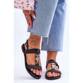 Ženske ravne sandale s ukrasnim remenom Black Berry crna 1