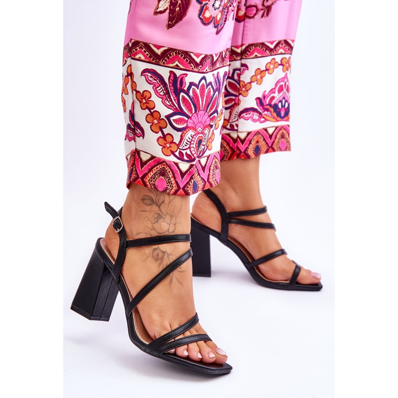 Florentina crne kožne sandale na petu crna 2