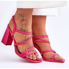 Kožne sandale na petu boje fuksije Florentina ružičasta 7