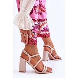 Florentina bež kožne sandale na petu 2