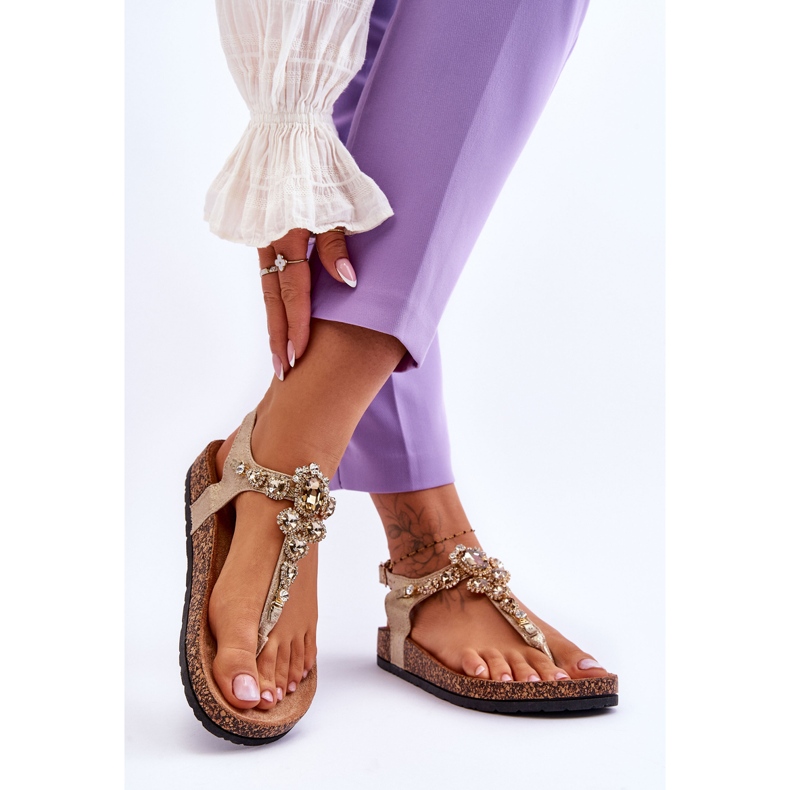 Japanke Sandale na plutenoj platformi Zlatna Naomi 2