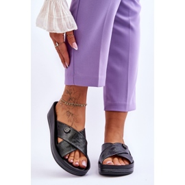 Vinceza Ženske papuče s platformom s ukrasom Black Brooklyn crna 1