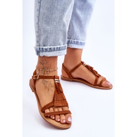 Ženske sandale ravne antilop boho smeđe Lucami smeđa 2