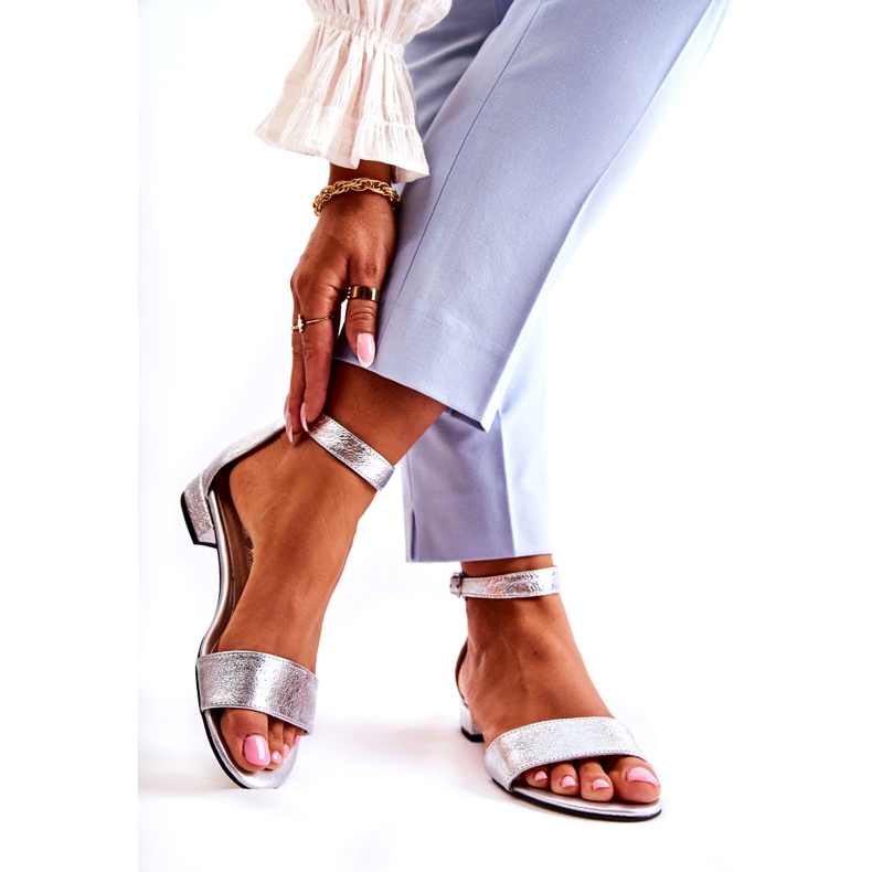 Alberto Violli Ženske srebrne kožne sandale srebro 1