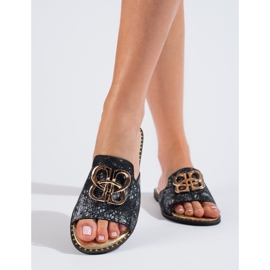 Ženske ružičaste japanke sa zlatnim ukrasima marke Shelovet crno 1