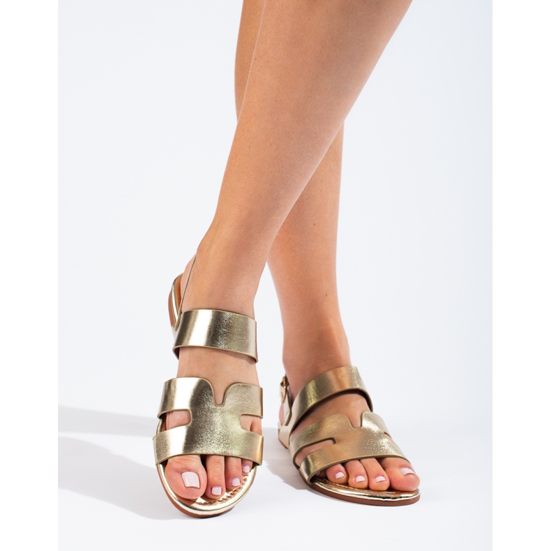 Shelovet zlatne ravne sandale zlatna 2