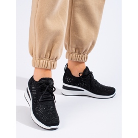 Shelovet crne tekstilne wedge tenisice crno 2