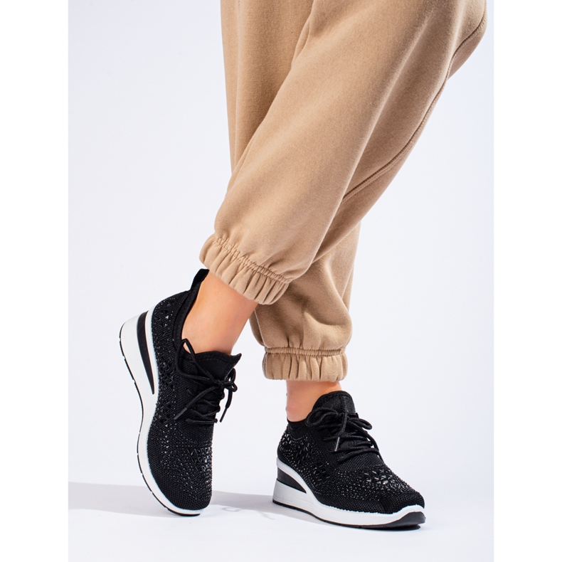 Shelovet crne tekstilne wedge tenisice crna 1