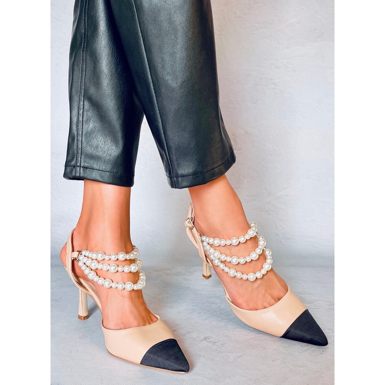 Cipele s otvorenom petom i Harmony Beige biserima bež 1