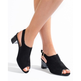 Ženske crne sandale Shelovet s otvorenom antilop petom crna 1