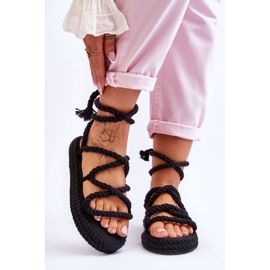 Sandale na vezanje na debelu platformu crne jedva čekaju crna 1