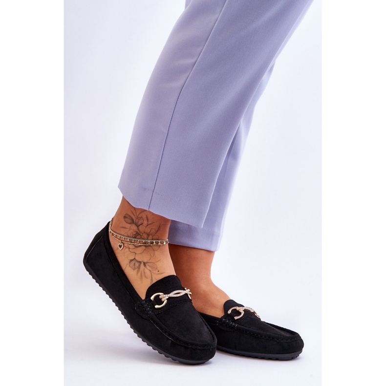 Klasične natikače od brušene kože s crnim Amera ukrasom crna 1