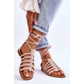 FC3 Ženske rimske sandale od brušene kože bež semper 2