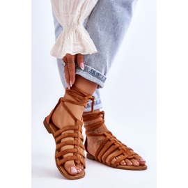 FC3 Camel Semper ženske rimske sandale od brušene kože smeđa 2