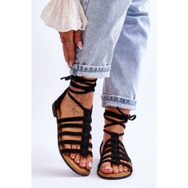 FC3 Ženske rimske sandale od brušene kože, crne semper crna 1