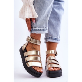 FM1 Sandale na masivnoj platformi Golden Lisbon zlatna 1