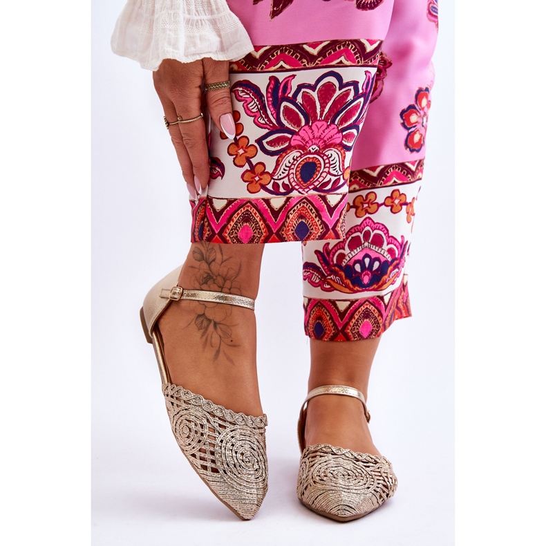 FM1 Elegantne ženske sandale ravne zlatne boje Sheia zlatna 1